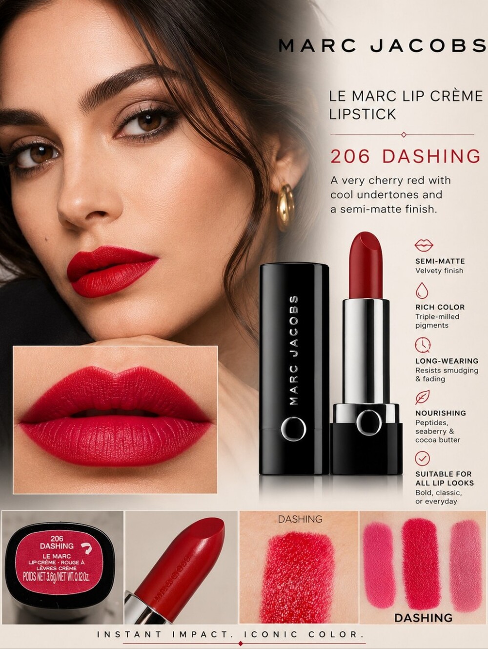 Marc Jacobs Le Marc Lip Crème Lipstick – 206 Dashing